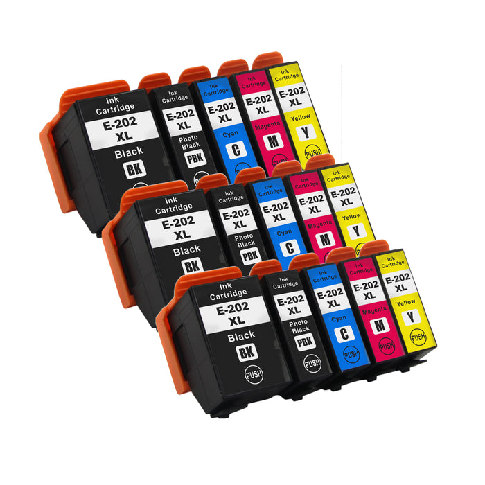 15x kompatible Tintenpatrone für Epson 202 (3xBK, 3xPK, 3xC, 3xM, 3xY) (Kiwi)