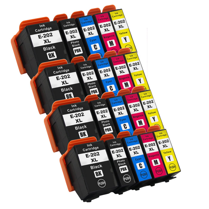 20x kompatible Tintenpatrone für Epson 202 (4xBK, 4xPK, 4xC, 4xM, 4xY) (Kiwi)