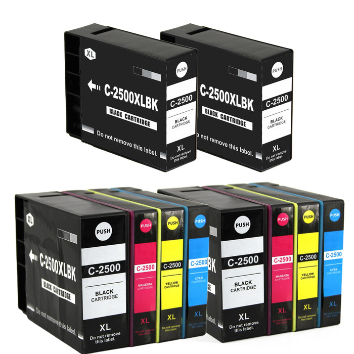 10x kompatible Tintenpatronen für Canon PGI-2500 (4x BK, 2x C, 2x M, 2x Y)