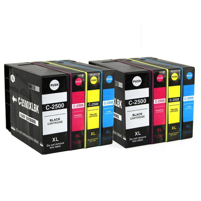 8x kompatible Tintenpatronen für Canon PGI-2500 (2x BK, 2x C, 2x M, 2x Y)