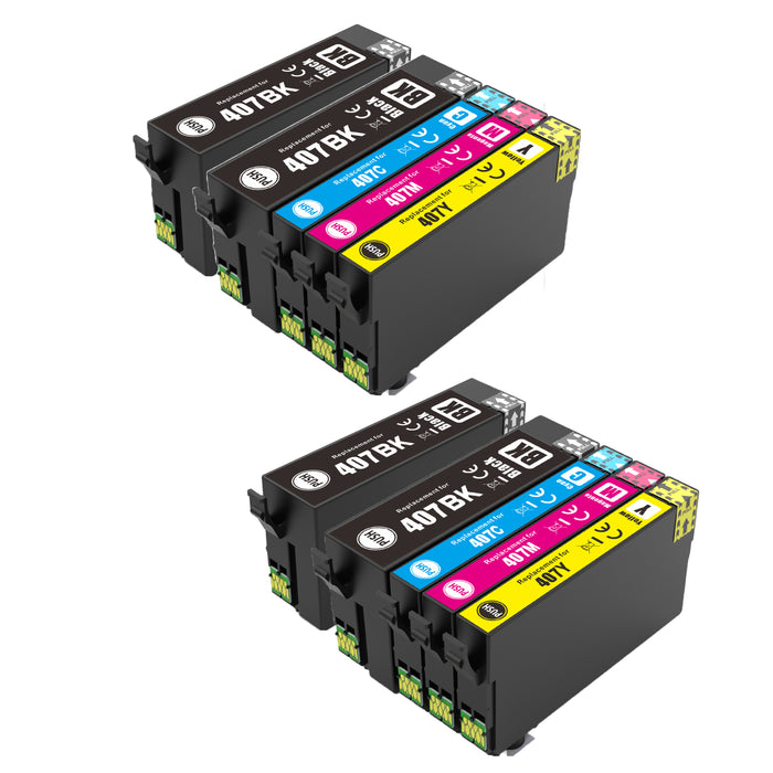 10x kompatible Tintenpatronen für Epson 407XL T407XL (4x BK, 2x C, 2x M, 2x Y) C13T07U140 Tastatur Multipack
