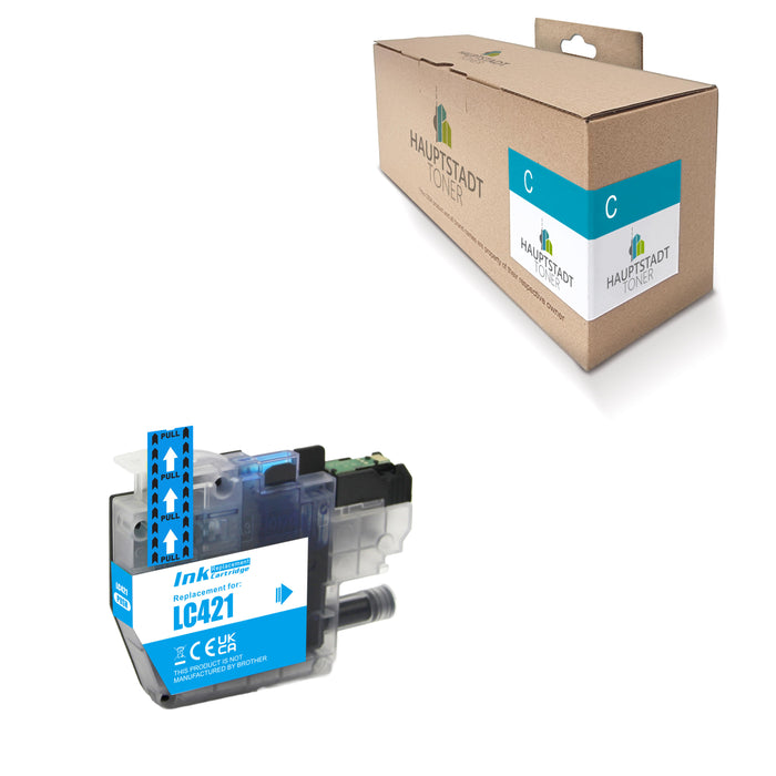 1x kompatible Tintenpatrone für Brother LC421XL Cyan / Blau