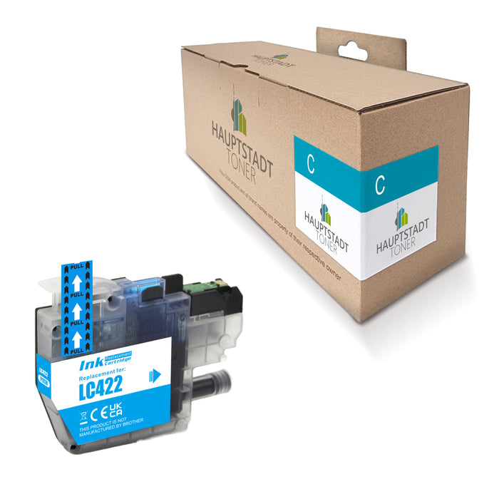1x kompatible Tintenpatrone für Brother LC422XL Cyan / Blau