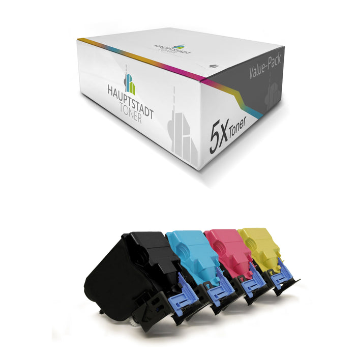 Toner 5x Tonerpatrone kompatibel als Ersatz für Konica Minolta Bizhub C35P ersetzt TNP22 Schwarz Blau Rot Gelb