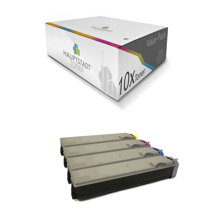 Toner 10x Tonerpatrone kompatibel als Ersatz für Kyocera FS-C5015N ersetzt TK-520 Schwarz Blau Rot Gelb TK520