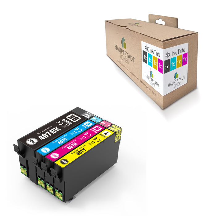 4x kompatible Tintenpatronen für Epson 407XL T407XL (BK, C, M, Y) C13T07U140 Tastatur Multipack