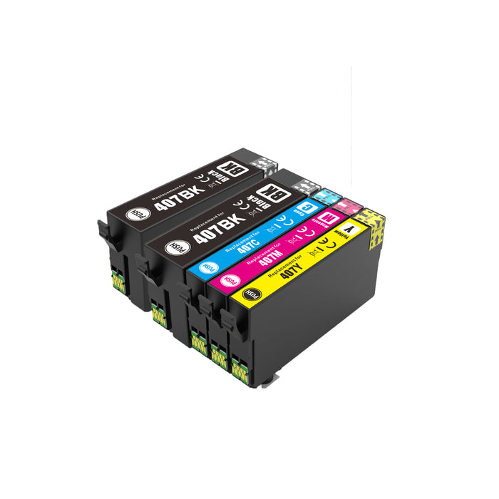 5x kompatible Tintenpatronen für Epson 407XL T407XL (2x BK, 1x C, 1x M, 1x Y) C13T07U140 Tastatur Multipack