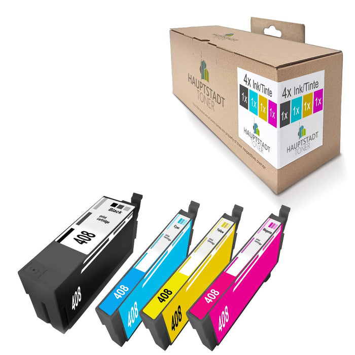 4x kompatible Tintenpatronen für Epson 408XL T408XL (BK, C, M, Y) Brille Multipack