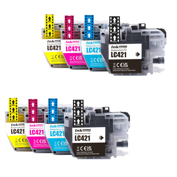 8x kompatible Tintenpatronen für Brother LC421XL (2x BK, 2x C, 2x M, 2x Y) ValuePack