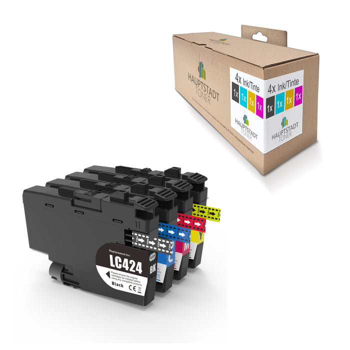 4x kompatible Tintenpatronen für Brother LC424XL (BK, C, M, Y) ValuePack