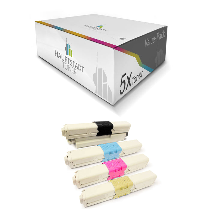 Toner 5x Tonerpatrone kompatibel als Ersatz für OKI ES3451 ES5430 ES5461 ersetzt 44469814 44469740-44469742 Set