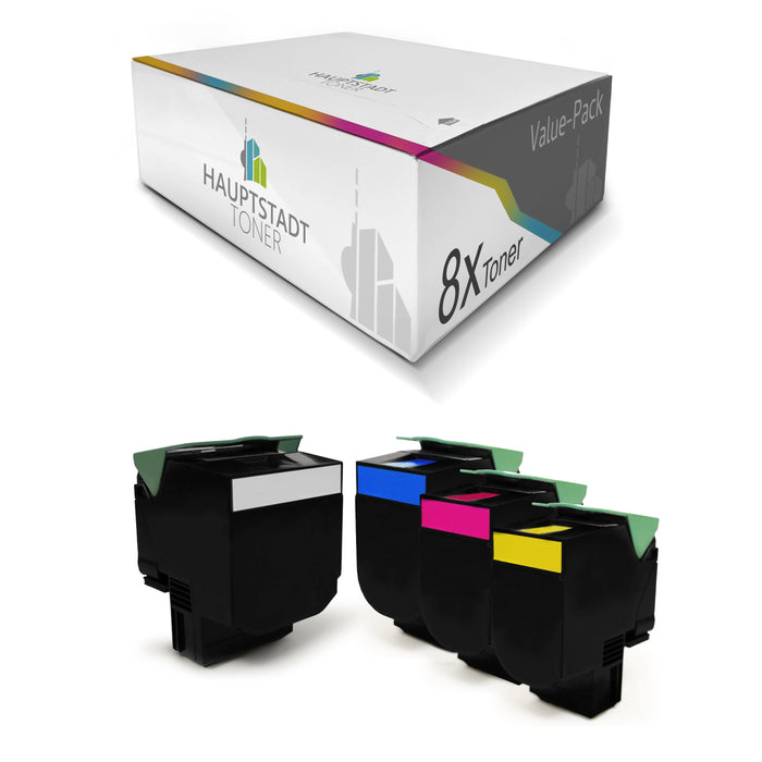 XL Toner im Set 8x Tonerpatrone kompatibel für Lexmark CX410 ersetzt 80C0H10-H40