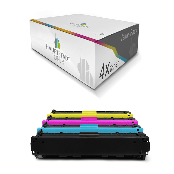 Toner 4x Tonerpatrone kompatibel für HP Color LaserJet CP1513 CP1514 CP1515 CP1516 CP1517 CP1518 CP1519 ersetzt CB540A-43A 125A