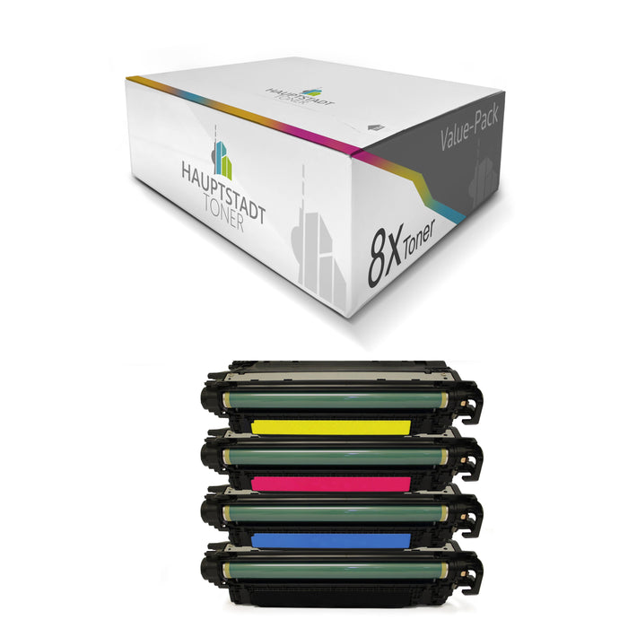 Toner im Set 8x Tonerpatrone kompatibel als Ersatz für HP Color LaserJet Enterprise Flow MFP M652 M653 M681 M682 ersetzt CF450A-53A 655A
