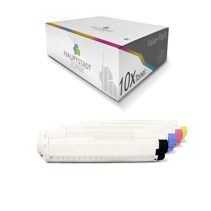 XXL Toner 10x Tonerpatrone kompatibel für OKI C8600 C8800 ersetzt Black Cyan Magenta Yellow