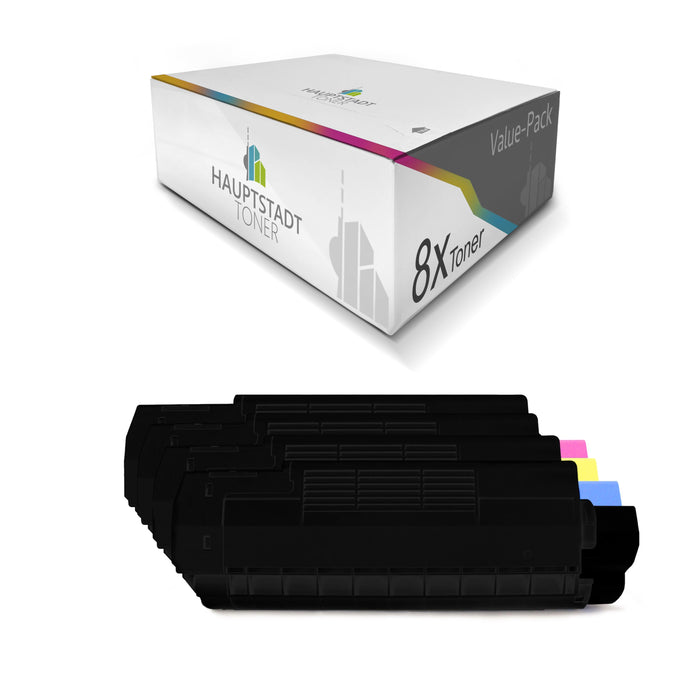 Toner im Set 8x Tonerpatrone kompatibel für OKI C5100 C5150 C5200 C5300 C5400 ersetzt 42127405-08