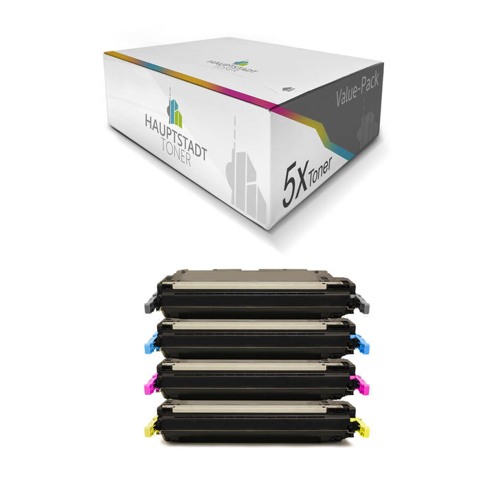 Toner 5x Tonerpatrone kompatibel als Ersatz für HP Color LaserJet CP4005DN CP4005N ersetzt CB400A-03A 642A