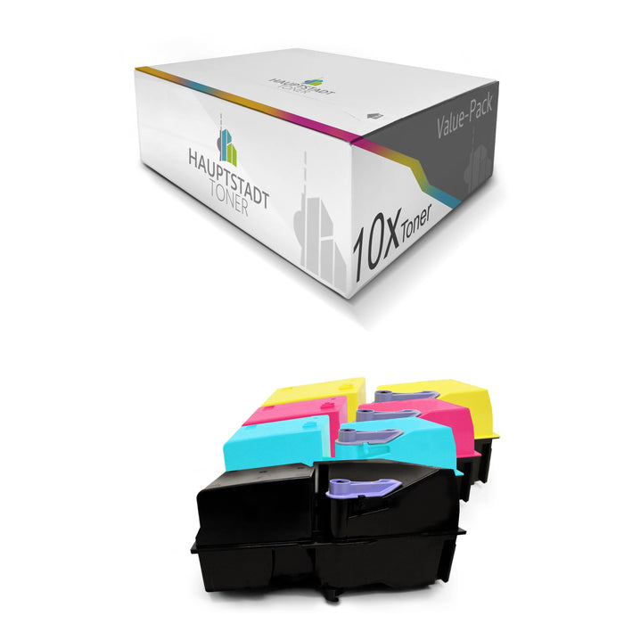 Toner 10x Tonerpatrone kompatibel für Kyocera FS-C8100DN ersetzt TK-820 Schwarz Blau Rot Gelb