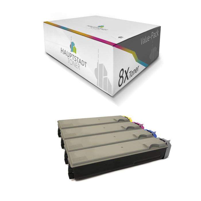 Toner 8x Tonerpatrone kompatibel für Kyocera FS-C5015N ersetzt TK-520 Black Cyan Magenta Yellow